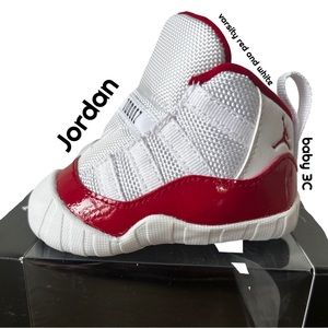 NIB Jordan 11 Crib Bootie Baby Shoes in Red and White